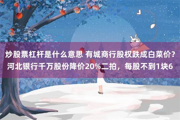 炒股票杠杆是什么意思 有城商行股权跌成白菜价？河北银行千万股份降价20%二拍，每股不到1块6