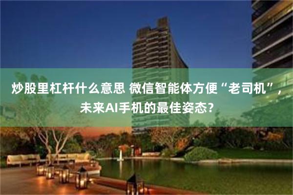 炒股里杠杆什么意思 微信智能体方便“老司机”,未来AI手机的最佳姿态?