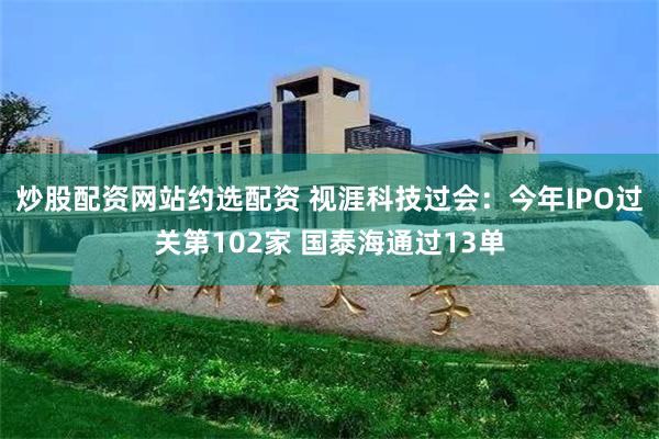 炒股配资网站约选配资 视涯科技过会:今年IPO过关第102家 国泰海通过13单