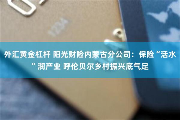 外汇黄金杠杆 阳光财险内蒙古分公司：保险“活水”润产业 呼伦贝尔乡村振兴底气足