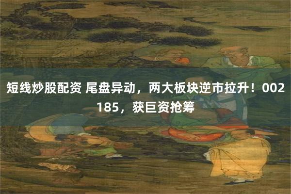 短线炒股配资 尾盘异动，两大板块逆市拉升！002185，获巨资抢筹