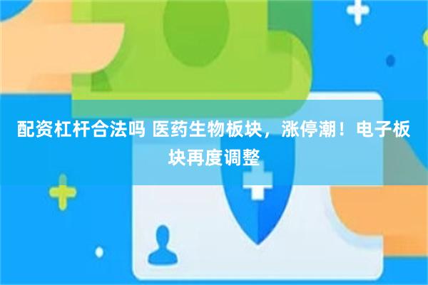 配资杠杆合法吗 医药生物板块,涨停潮!电子板块再度调整