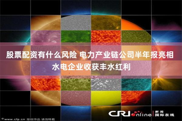 股票配资有什么风险 电力产业链公司半年报亮相 水电企业收获丰水红利