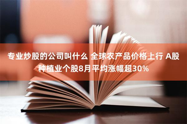 专业炒股的公司叫什么 全球农产品价格上行 A股种植业个股8月平均涨幅超30%