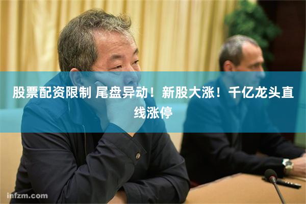 股票配资限制 尾盘异动!新股大涨!千亿龙头直线涨停