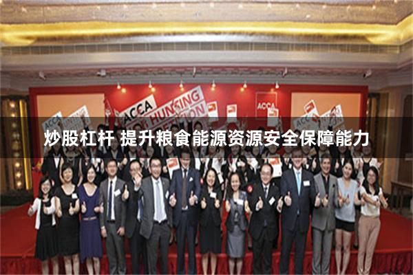 炒股杠杆 提升粮食能源资源安全保障能力