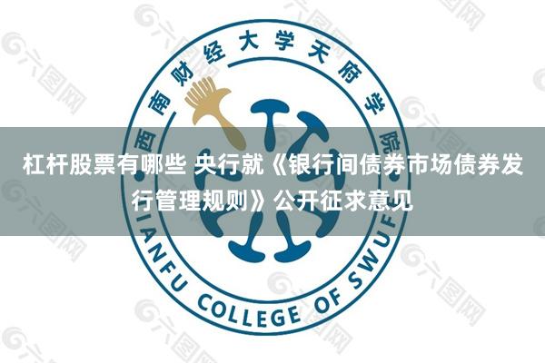 杠杆股票有哪些 央行就《银行间债券市场债券发行管理规则》公开征求意见